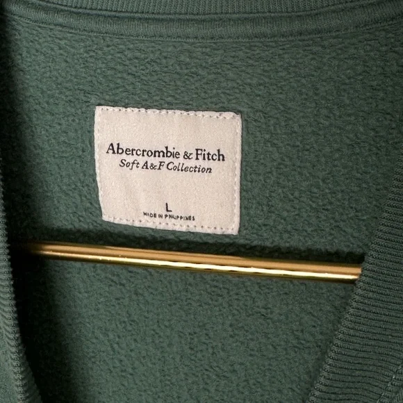 Abercrombie Graphic Pullover Sweatshirt Cropped Green Tennis Classic New York L - Picture 2 of 4